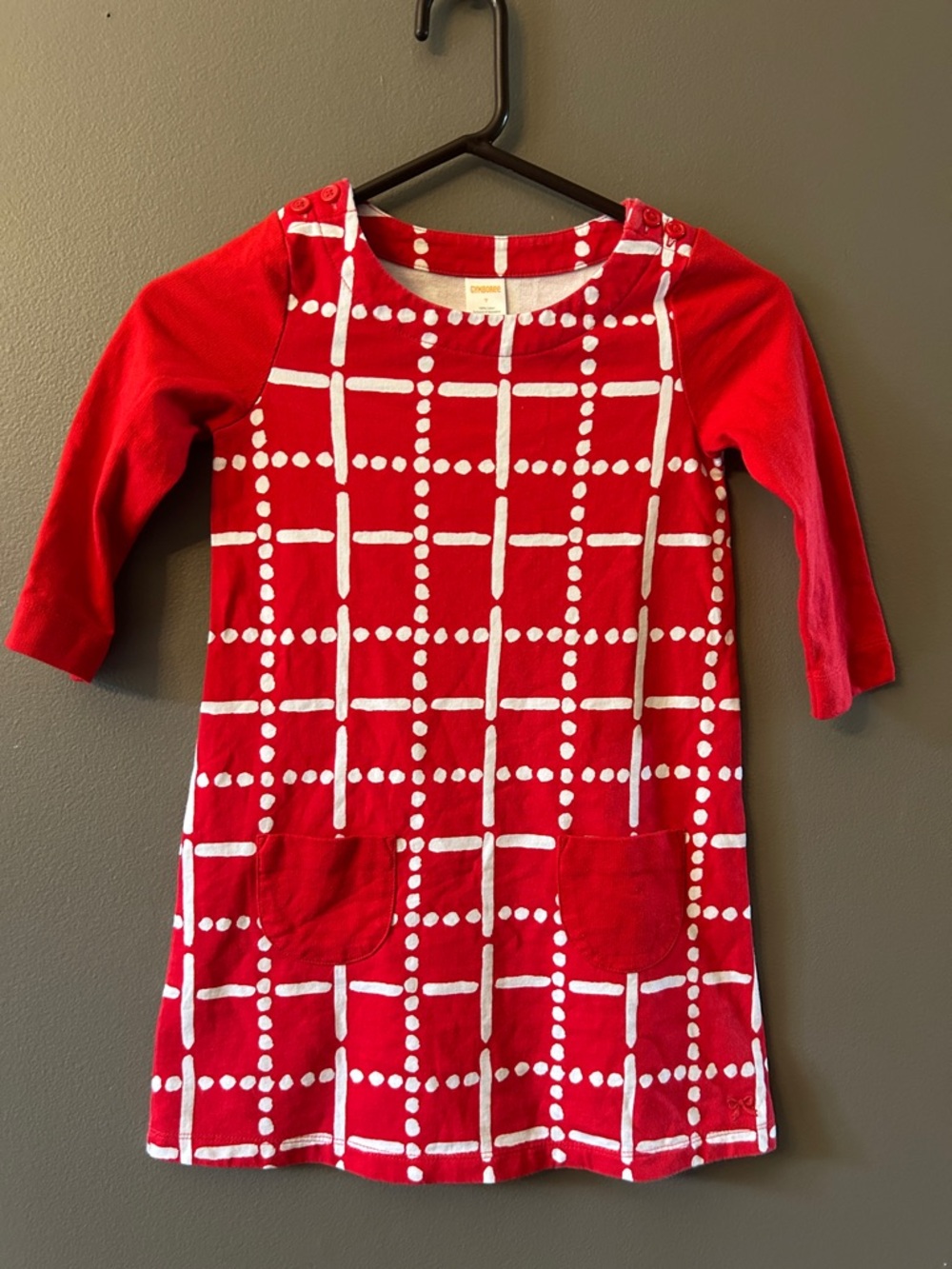 Gymboree girls 3/4 sleeve red / white dress size 7